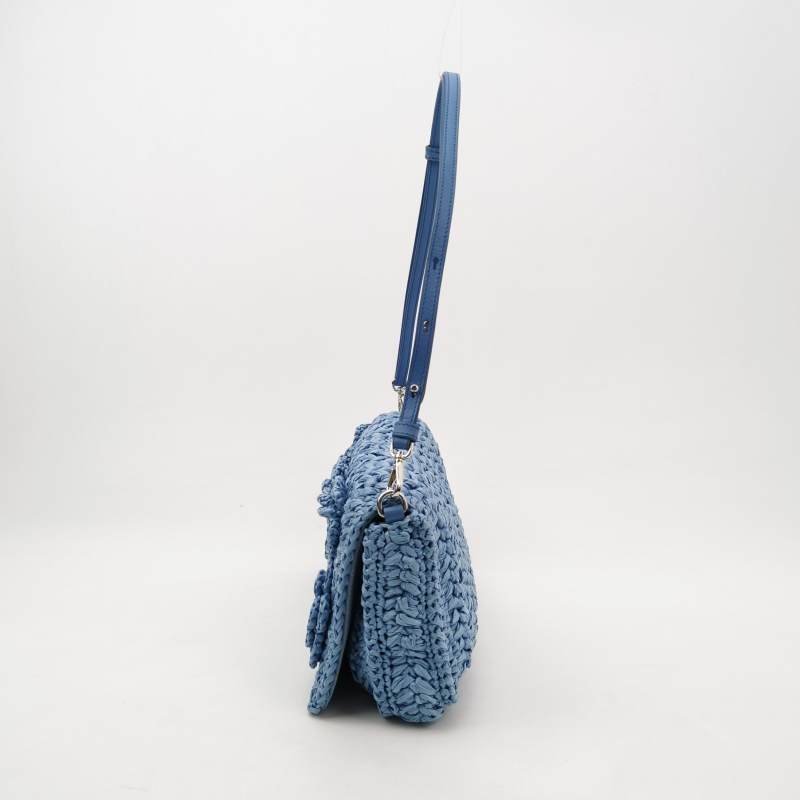 Miu Miu Miu Crystal 系列純色金屬扣珩縫鑽飾單肩包-2