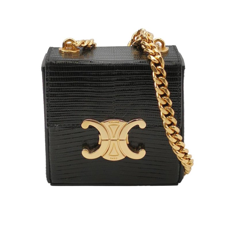 Celine Box Triomphe蜥蜴皮凱旋門Logo單肩包-0