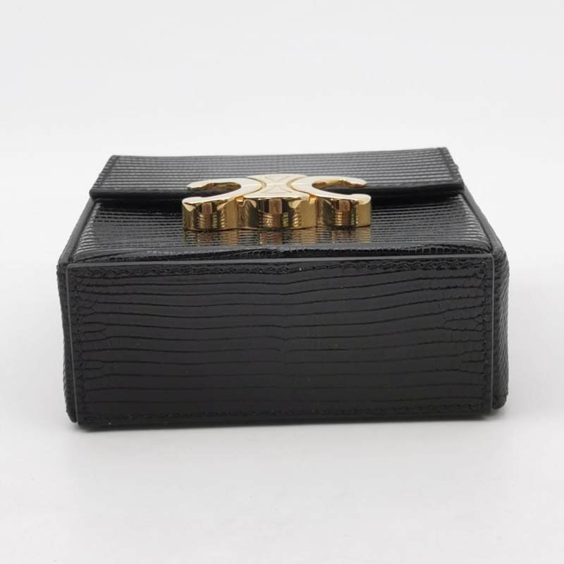Celine Box Triomphe蜥蜴皮凱旋門Logo單肩包-5