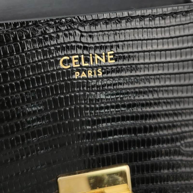 Celine Box Triomphe蜥蜴皮凱旋門Logo單肩包-7
