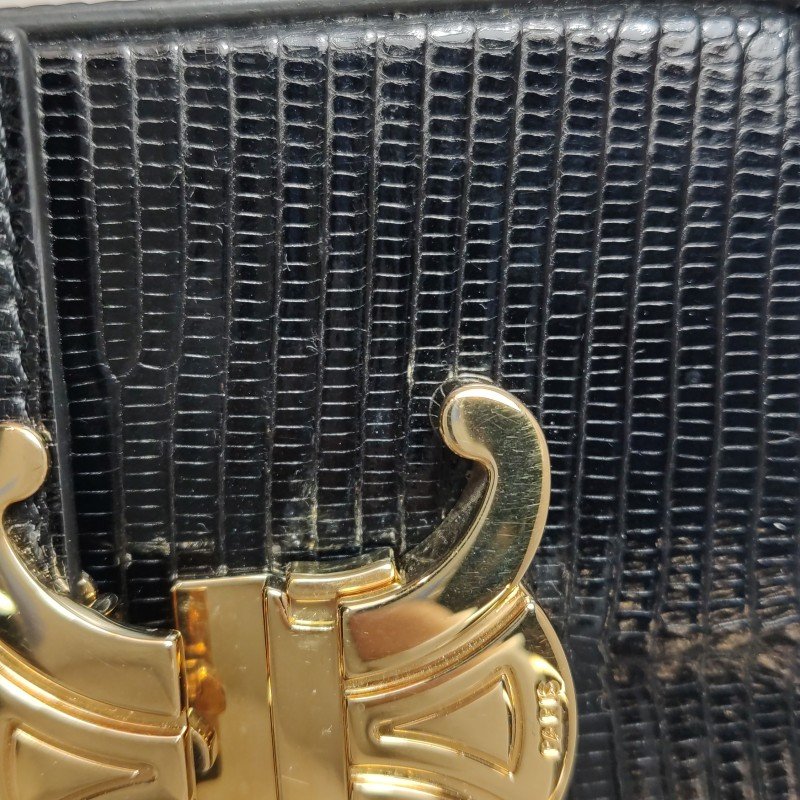 Celine Box Triomphe蜥蜴皮凱旋門Logo單肩包-11