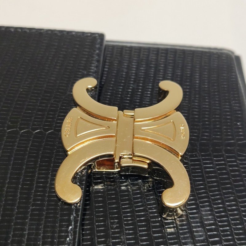 Celine Box Triomphe蜥蜴皮凱旋門Logo單肩包-12