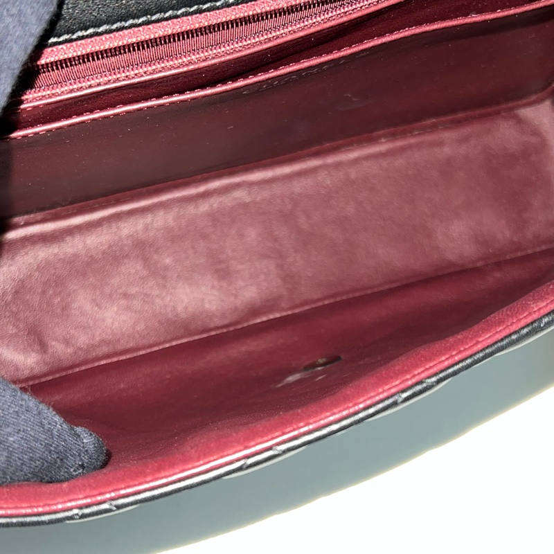 CHANEL 經典maxi 羊皮鏈條包（黑銀配色）大號-17