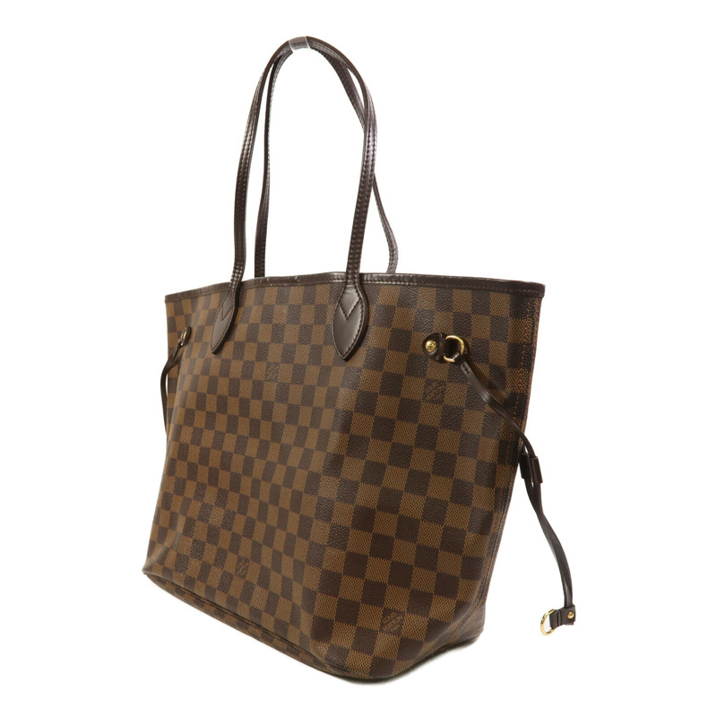 LOUIS VUITTON Damier Neverfull MM金扣肩背袋/手挽袋-2