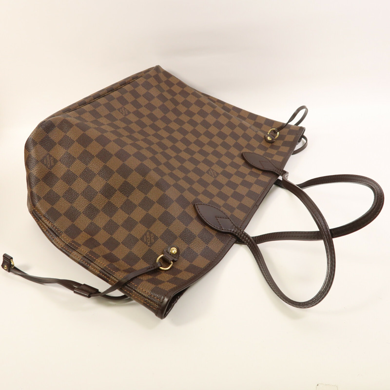 LOUIS VUITTON Damier Neverfull MM金扣肩背袋/手挽袋-8