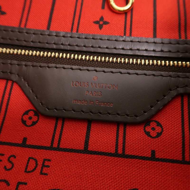 LOUIS VUITTON Damier Neverfull MM金扣肩背袋/手挽袋-13