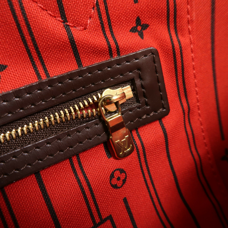 LOUIS VUITTON Damier Neverfull MM金扣肩背袋/手挽袋-14