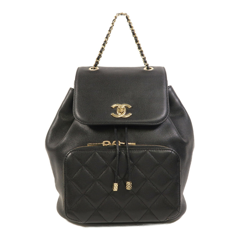 CHANEL 牛皮皮革Backpack金扣背包-0