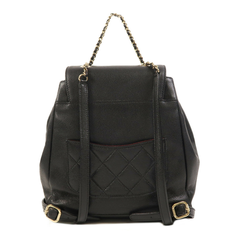 CHANEL 牛皮皮革Backpack金扣背包-1