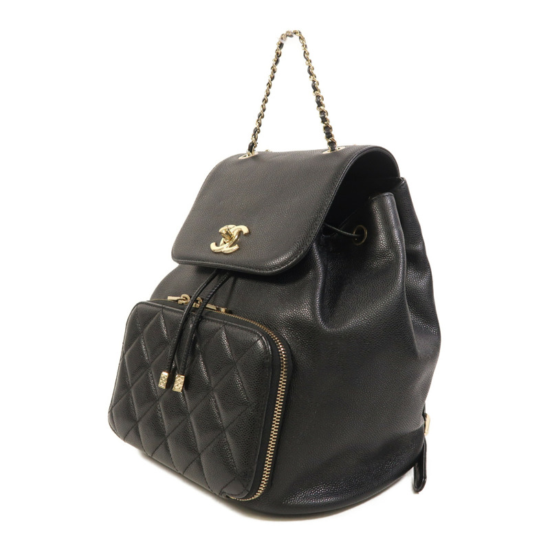 CHANEL 牛皮皮革Backpack金扣背包-2