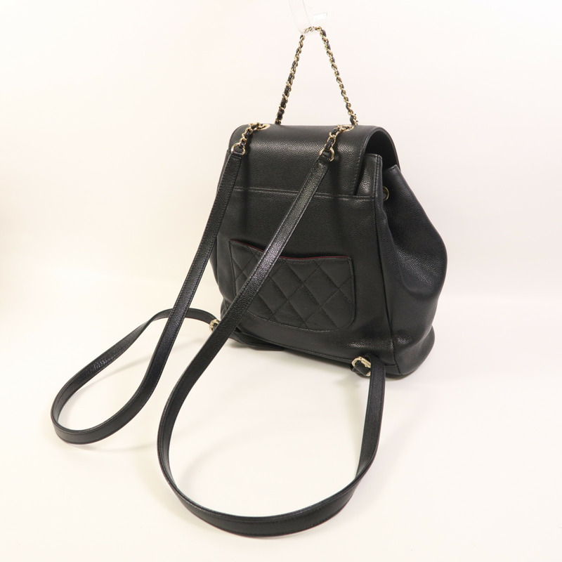 CHANEL 牛皮皮革Backpack金扣背包-7