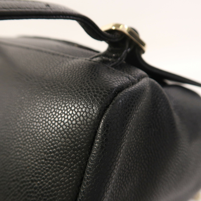 CHANEL 牛皮皮革Backpack金扣背包-11