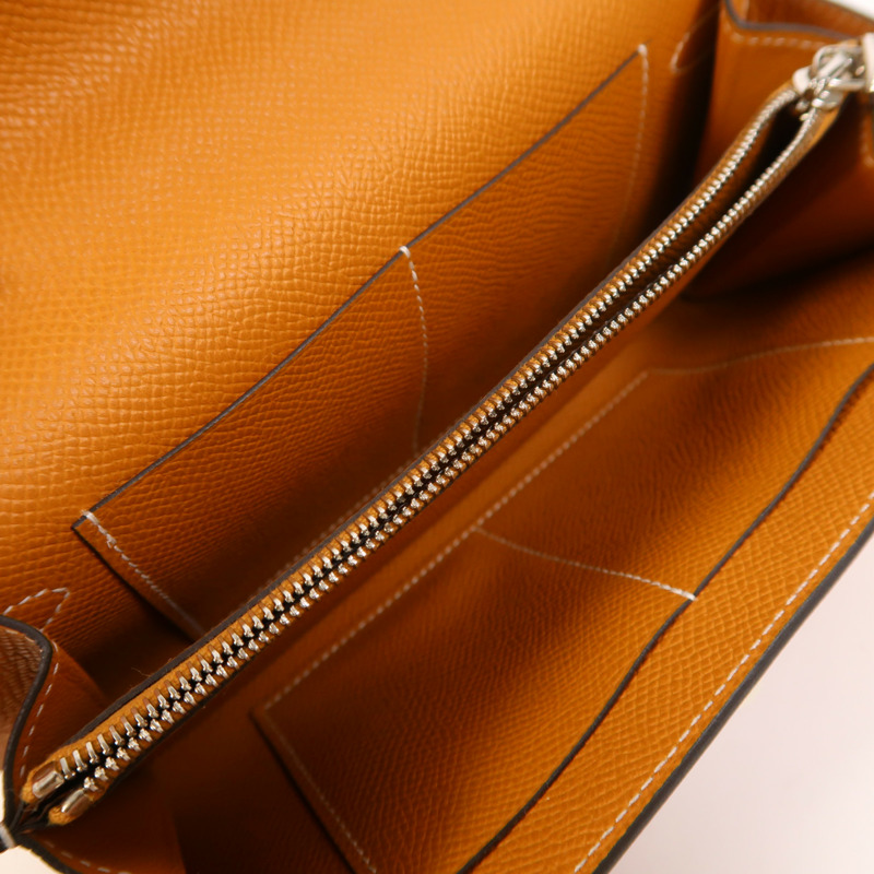 HERMES Epsom皮革Kelly To Go銀扣肩背袋Gold-4