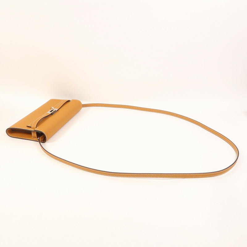 HERMES Epsom皮革Kelly To Go銀扣肩背袋Gold-7