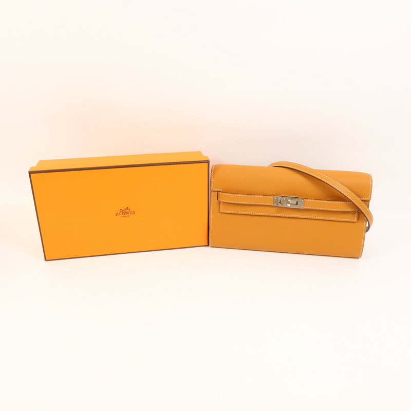 HERMES Epsom皮革Kelly To Go銀扣肩背袋Gold-8