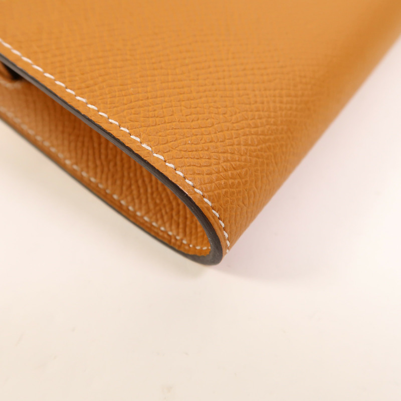 HERMES Epsom皮革Kelly To Go銀扣肩背袋Gold-13