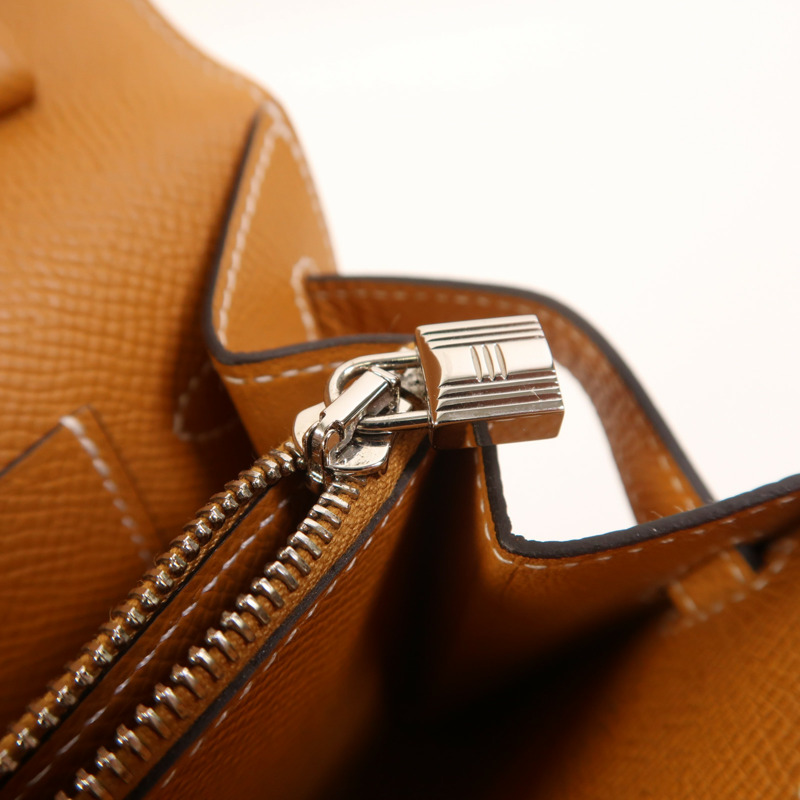 HERMES Epsom皮革Kelly To Go銀扣肩背袋Gold-14
