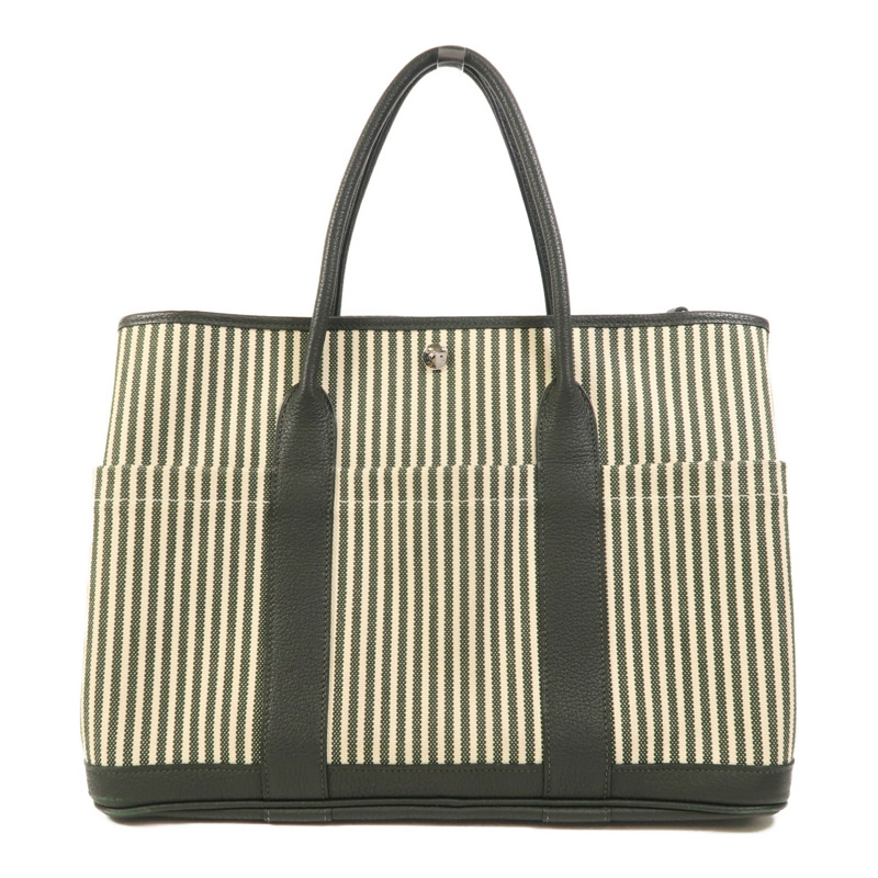HERMES 帆布GardenParty Pocket銀扣手挽肩背兩用袋Vert Foce-1