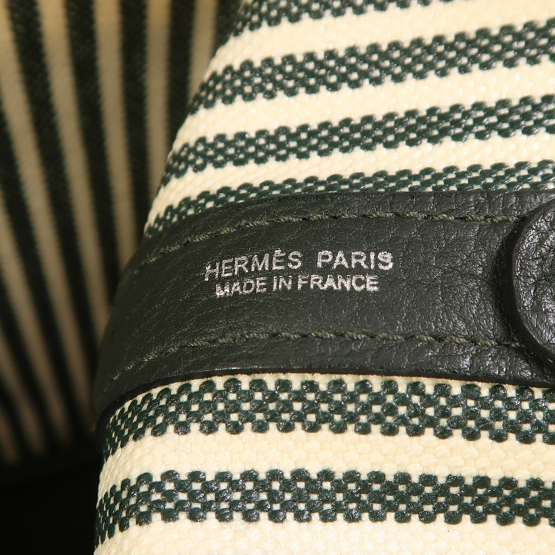 HERMES 帆布GardenParty Pocket銀扣手挽肩背兩用袋Vert Foce-5