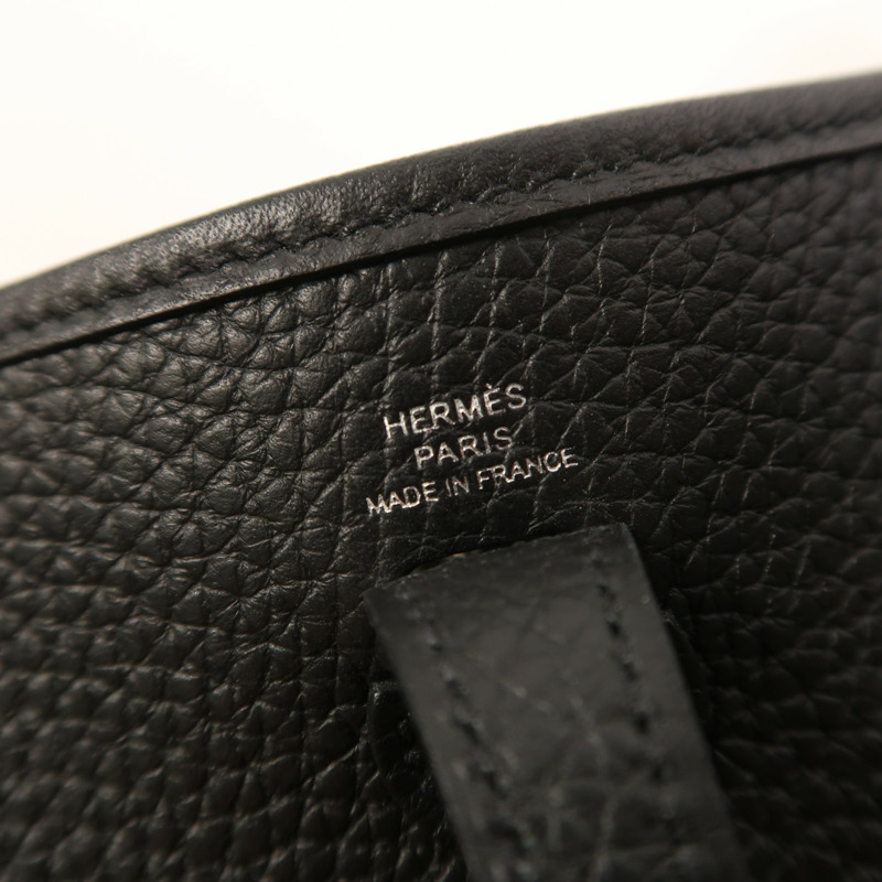 HERMES Clemence皮革Evelyne TPM銀扣肩背袋Noir-4
