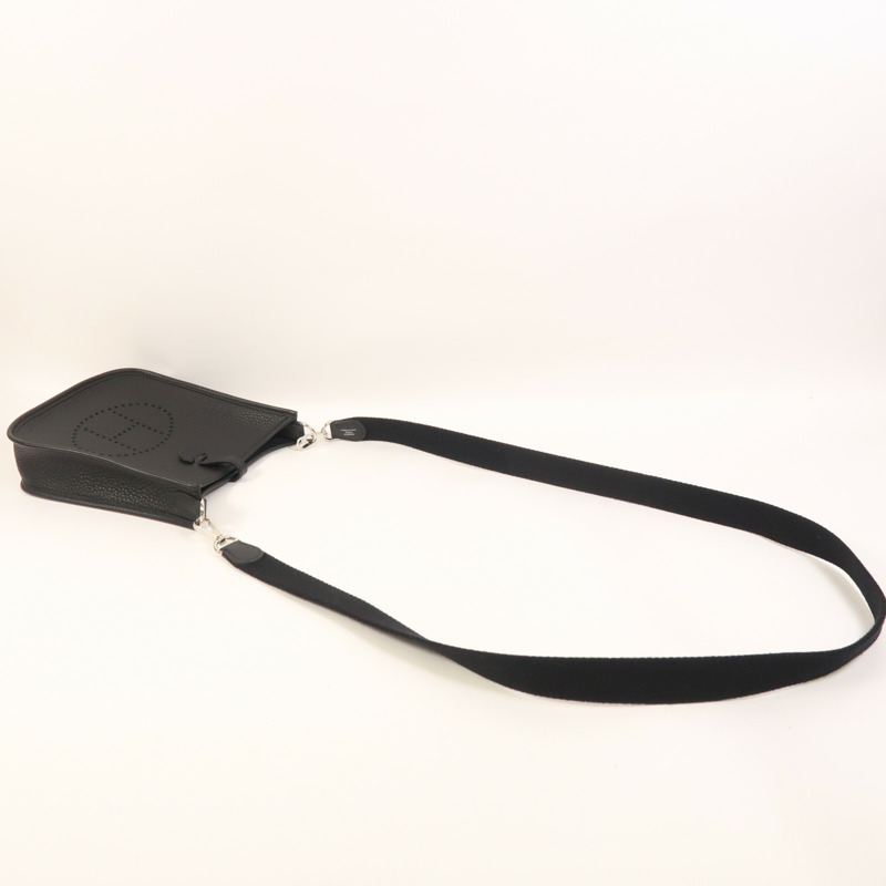 HERMES Clemence皮革Evelyne TPM銀扣肩背袋Noir-6