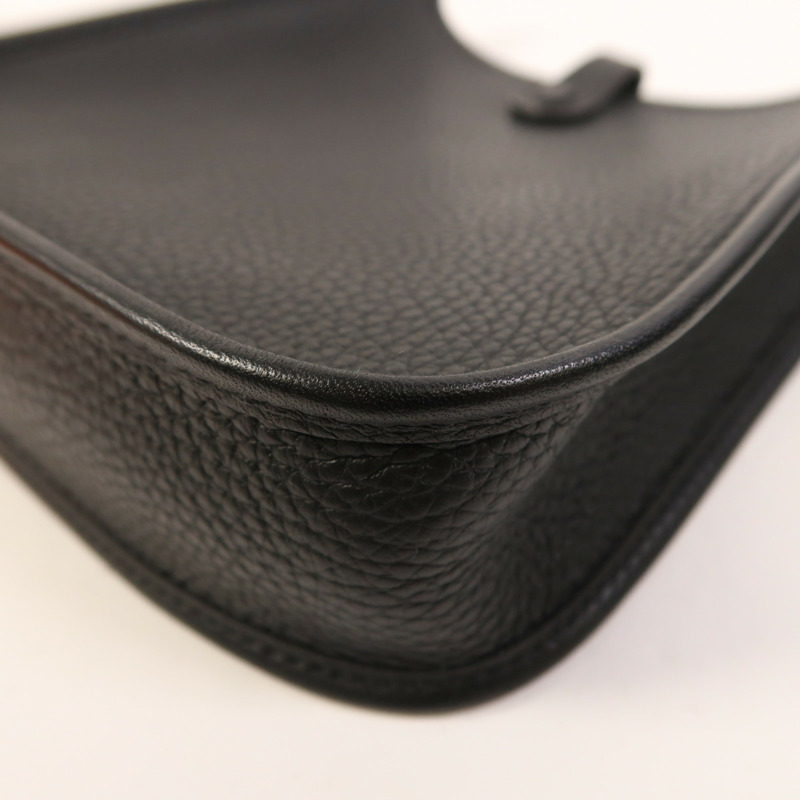 HERMES Clemence皮革Evelyne TPM銀扣肩背袋Noir-10