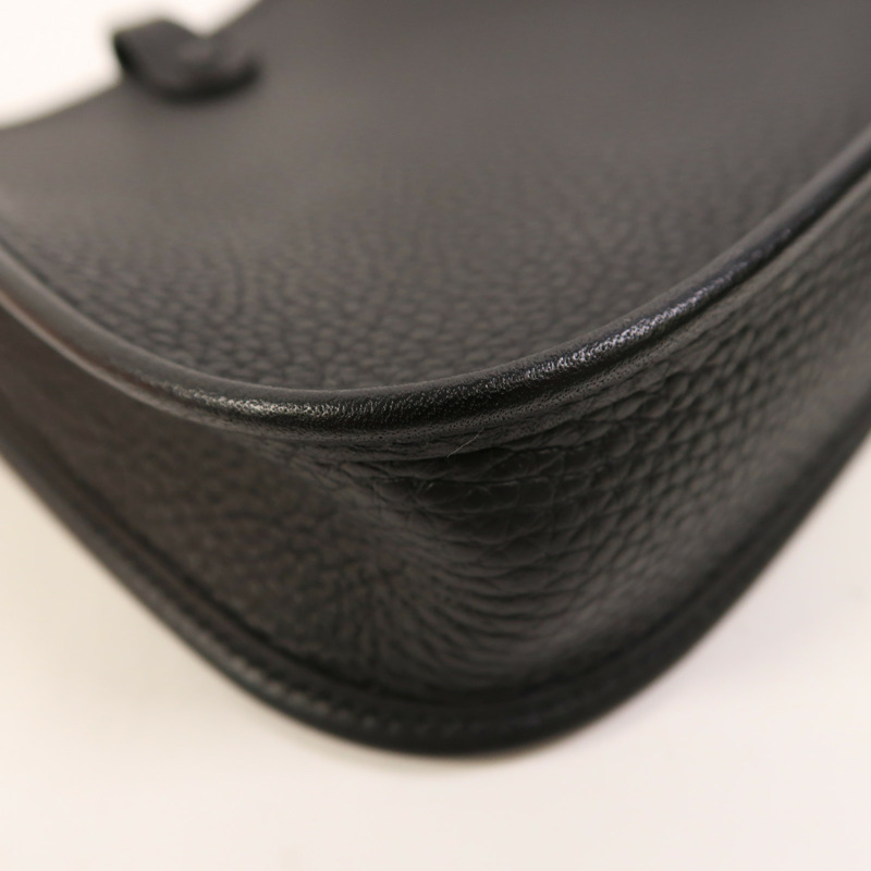 HERMES Clemence皮革Evelyne TPM銀扣肩背袋Noir-11