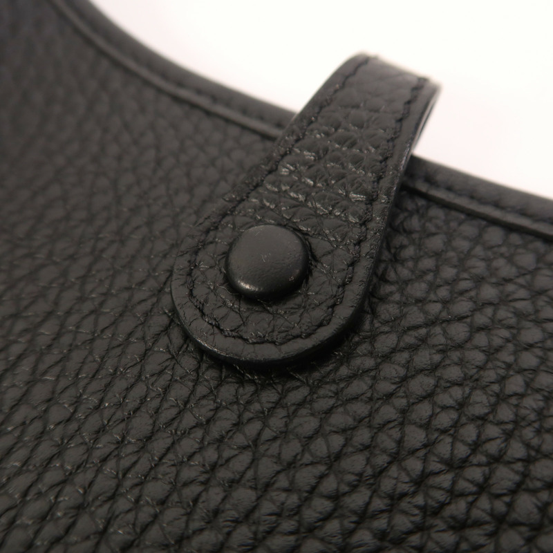 HERMES Clemence皮革Evelyne TPM銀扣肩背袋Noir-13