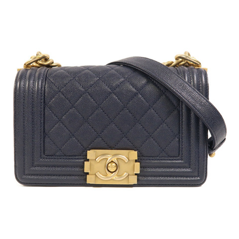 CHANEL 牛皮皮革Boy 20金扣鏈帶肩背袋