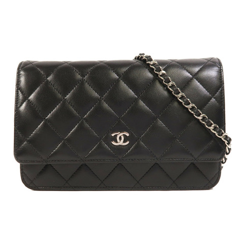 CHANEL 羊皮皮革WOC Wallet On Chain銀扣鏈帶肩背袋
