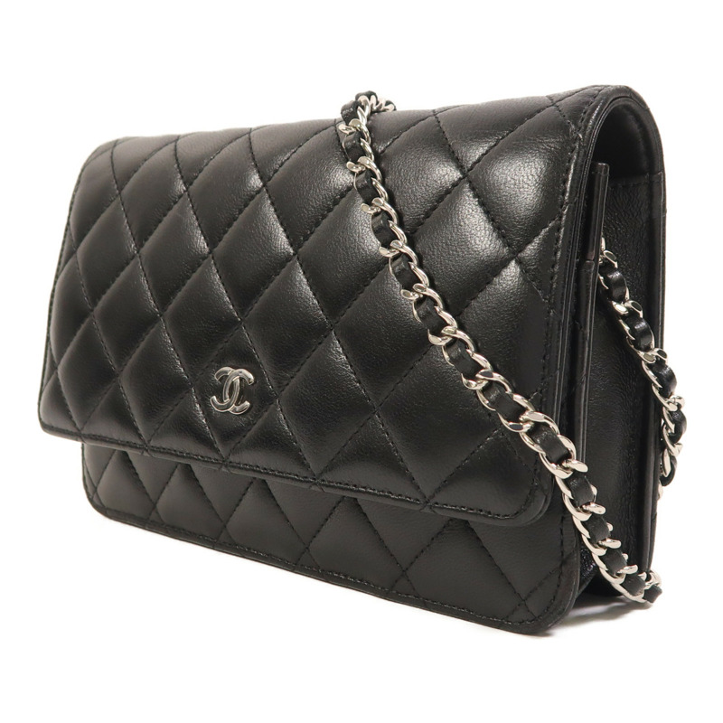 CHANEL 羊皮皮革WOC Wallet On Chain銀扣鏈帶肩背袋-2