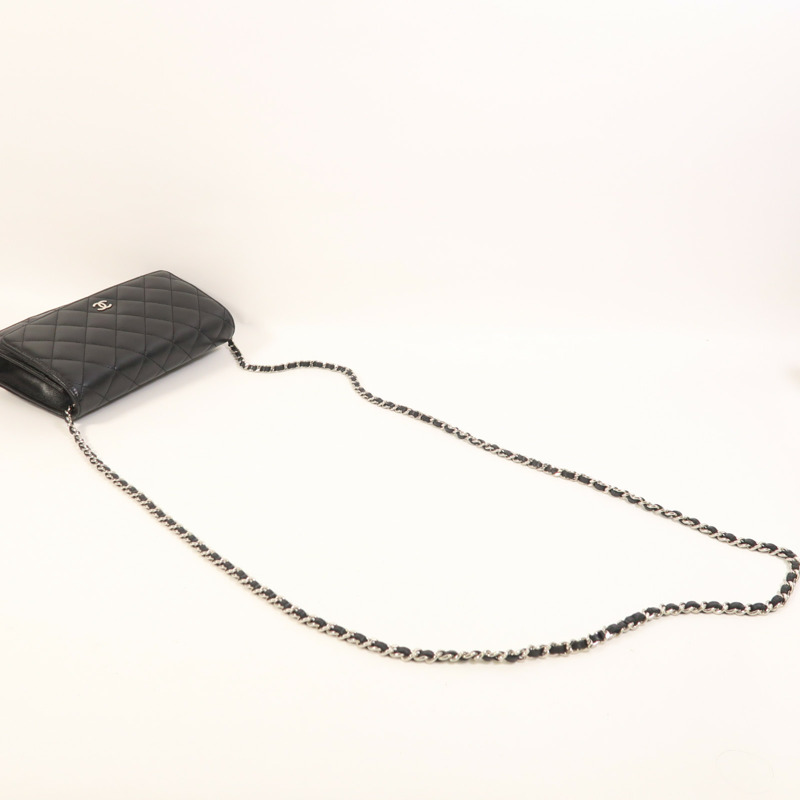 CHANEL 羊皮皮革WOC Wallet On Chain銀扣鏈帶肩背袋-8