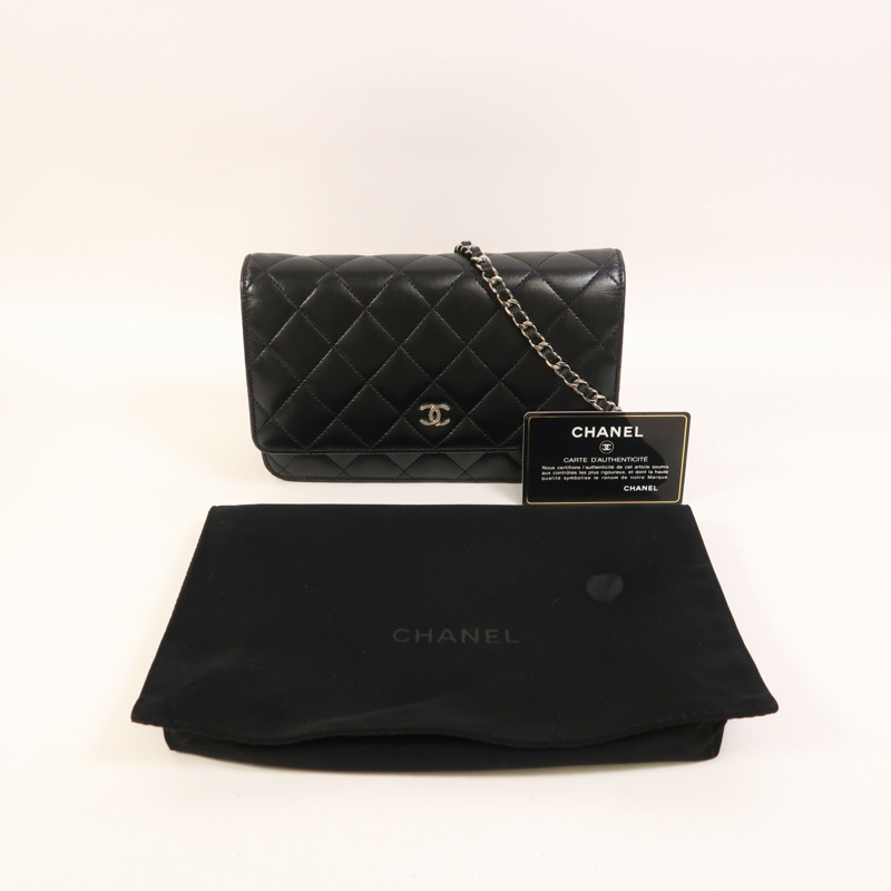 CHANEL 羊皮皮革WOC Wallet On Chain銀扣鏈帶肩背袋-9
