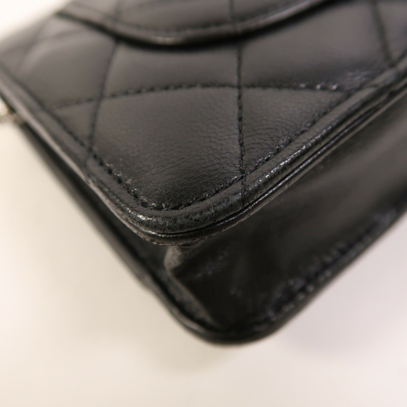 CHANEL 羊皮皮革WOC Wallet On Chain銀扣鏈帶肩背袋-14