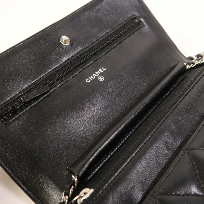 CHANEL 羊皮皮革WOC Wallet On Chain銀扣鏈帶肩背袋-15