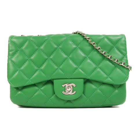 CHANEL 羊皮皮革Shoulder Bag銀扣鏈帶肩背袋