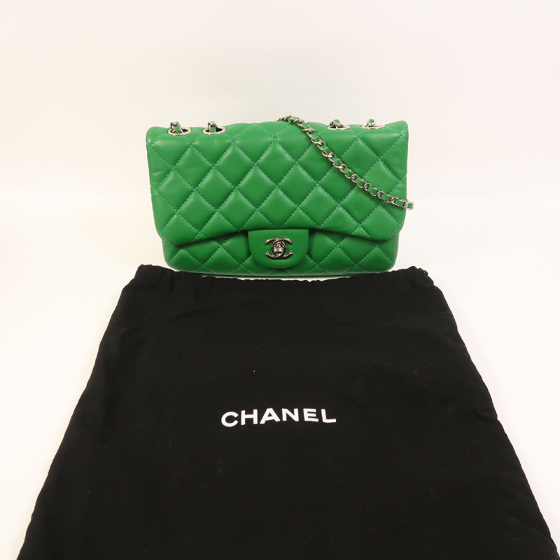 CHANEL 羊皮皮革Shoulder Bag銀扣鏈帶肩背袋-9