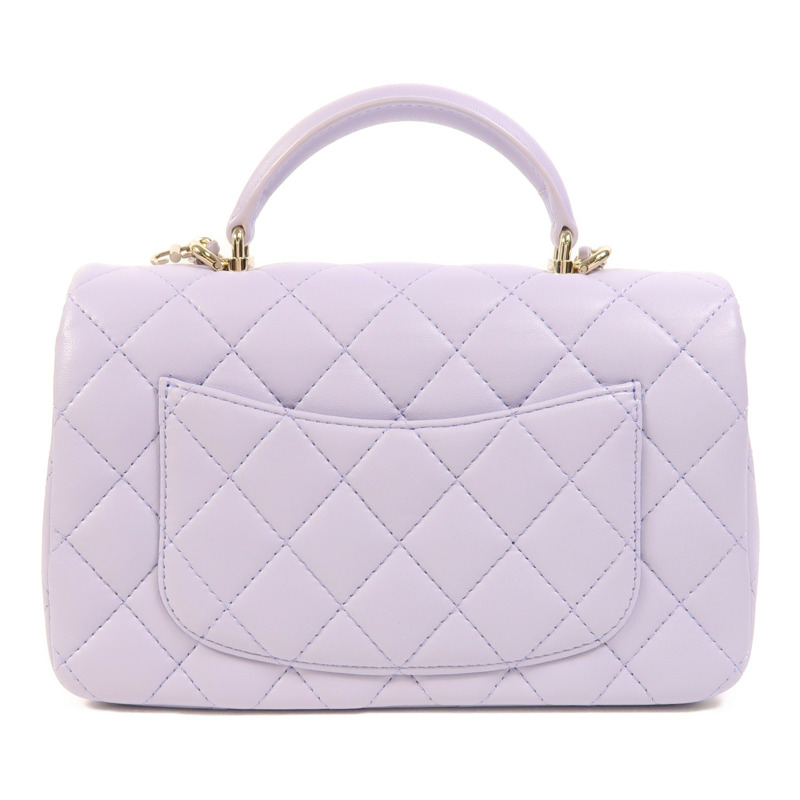 CHANEL 羊皮皮革Mini Flap Bag With Top Handle金扣手挽肩背兩用袋-1