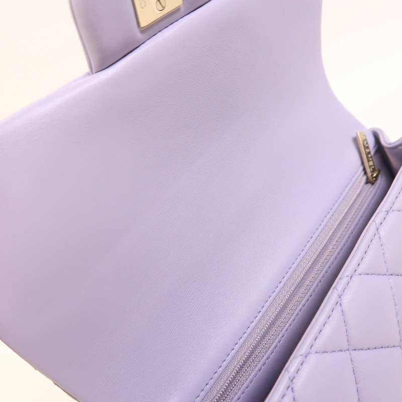 CHANEL 羊皮皮革Mini Flap Bag With Top Handle金扣手挽肩背兩用袋-16