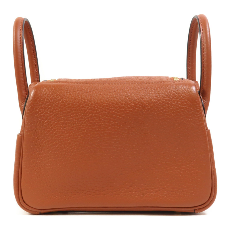 HERMES Clemence皮革Mini Lindy金扣手挽肩背兩用袋Cuivre-1