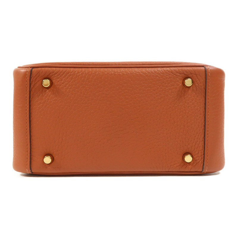HERMES Clemence皮革Mini Lindy金扣手挽肩背兩用袋Cuivre-3