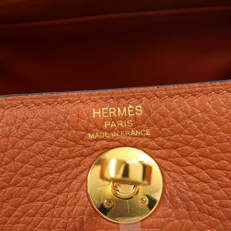 HERMES Clemence皮革Mini Lindy金扣手挽肩背兩用袋Cuivre-5