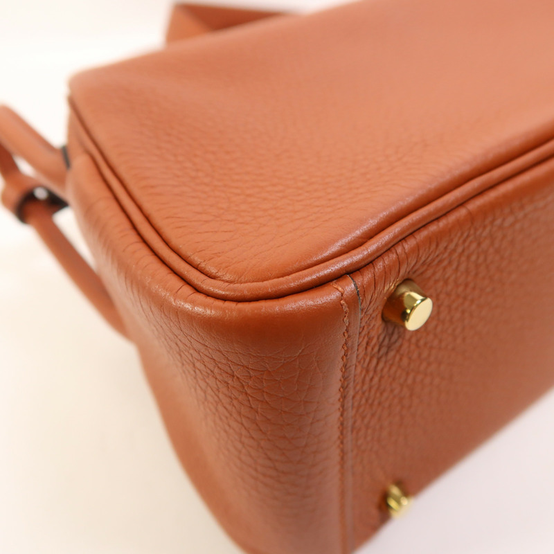 HERMES Clemence皮革Mini Lindy金扣手挽肩背兩用袋Cuivre-13