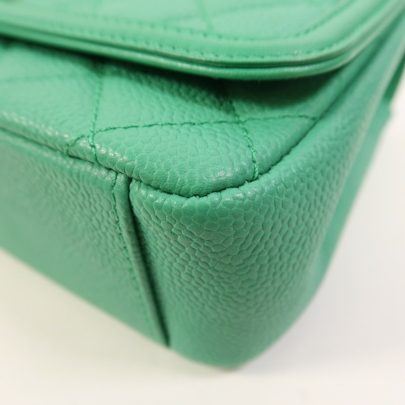 CHANEL 牛皮皮革Chain Shoulder金扣鏈帶肩背袋-11