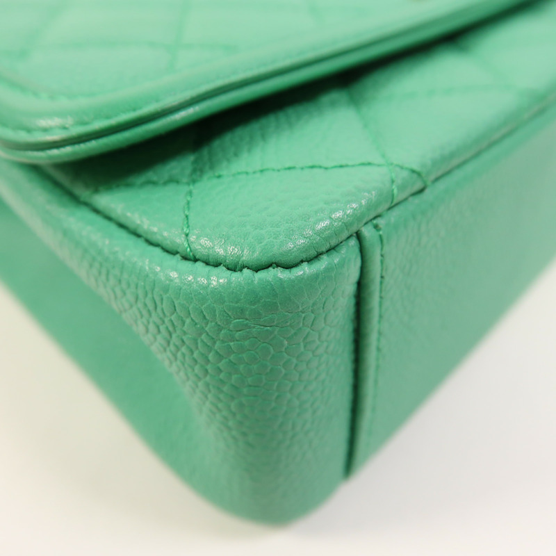 CHANEL 牛皮皮革Chain Shoulder金扣鏈帶肩背袋-12