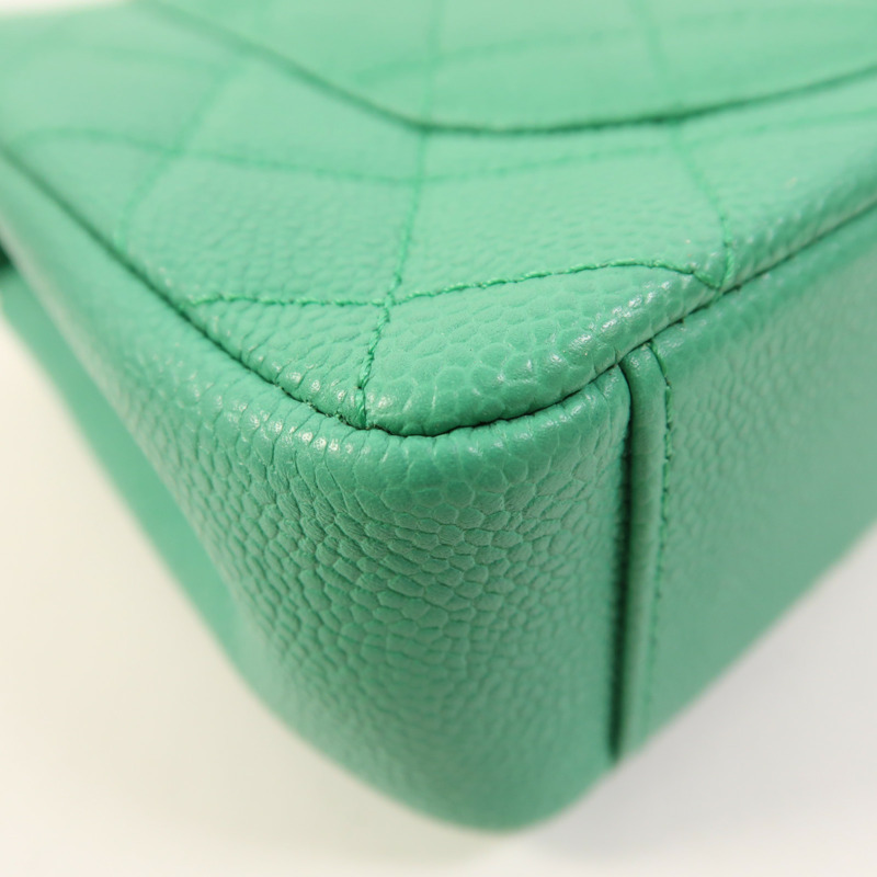 CHANEL 牛皮皮革Chain Shoulder金扣鏈帶肩背袋-14