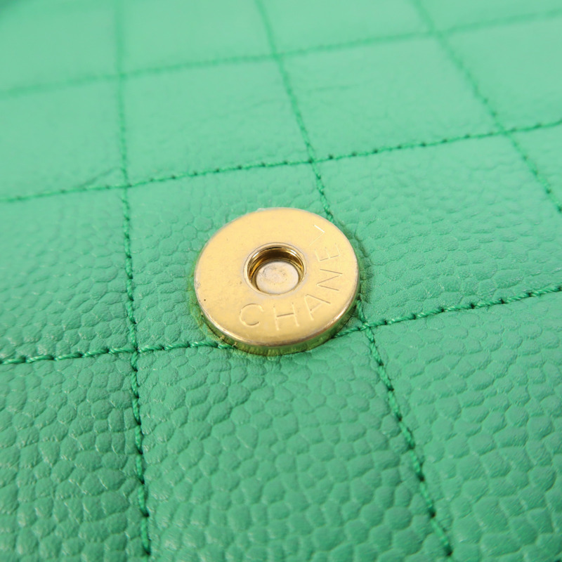 CHANEL 牛皮皮革Chain Shoulder金扣鏈帶肩背袋-18