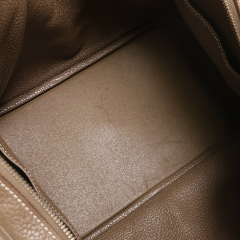 HERMES Clemence皮革Lindy 34銀扣手挽肩背兩用袋Etoupe-4