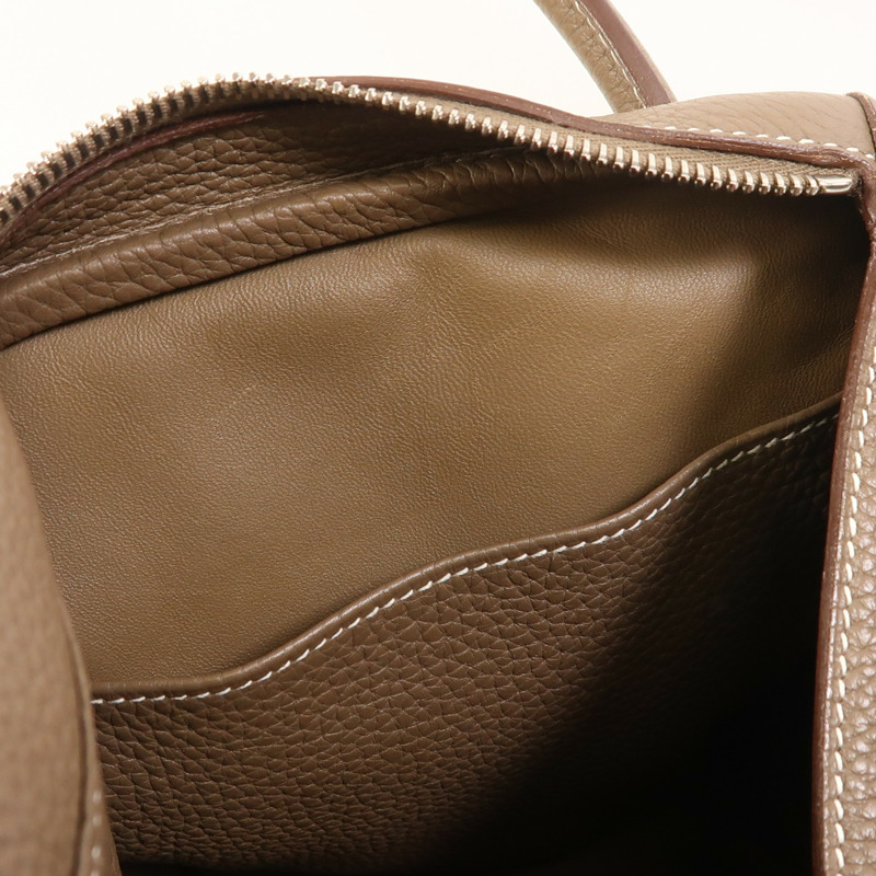 HERMES Clemence皮革Lindy 34銀扣手挽肩背兩用袋Etoupe-5