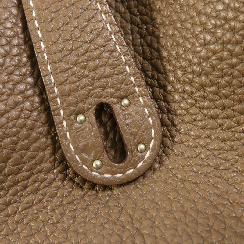 HERMES Clemence皮革Lindy 34銀扣手挽肩背兩用袋Etoupe-8